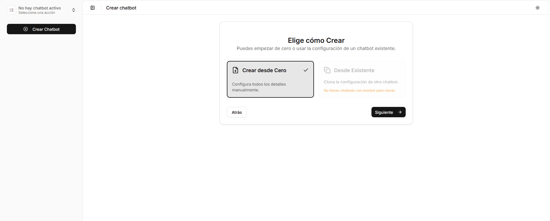 Selección de método: Desde cero o clonar existente